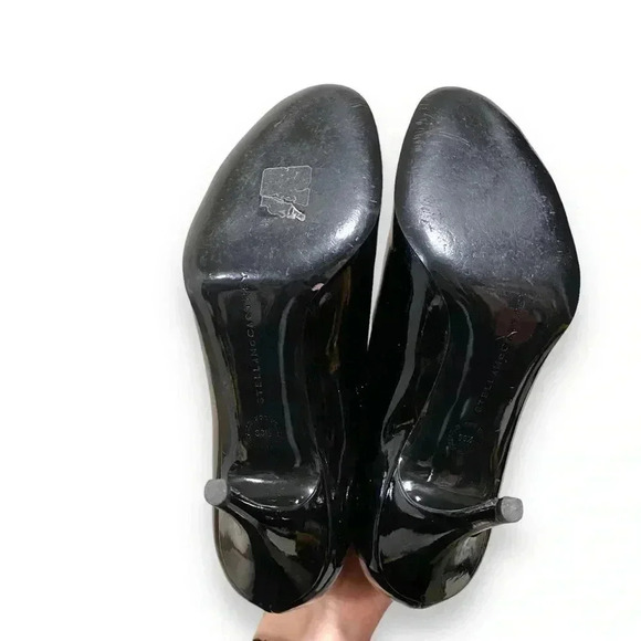 Stella McCartney Black Patent Leather Chic Stiletto Ankle Booties Size 36.5 - Picture 6 of 10